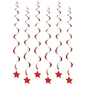 Red glitter star spiral hanging decorations for festive party ceiling decor - Small Spiral 9cm Small Five-pointed Star Red 6-pack