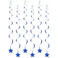 Blue spiral hanging decorations with glitter stars for party birthday decor - Small Spiral 9cm Small Five-pointed Sapphire Blue 6-pack