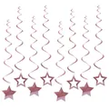 Elegant metallic rose gold star spiral ceiling streamers for party and birthday decorations - All-pink 8-piece Pendant With Five-pointed Star Spiral Design