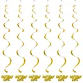 Pack of golden birthday girl spiral hanging decorations for party celebration and ceiling decor - Spiral Gold + Gold Birthday Girl