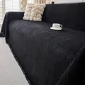 Funda de sofá negra minimalista con patrón de espiga y flecos para todas las estaciones - Toalla De Sofá Ancha 180 Personalizada Por Metro / Negro