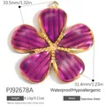 Purple enamel flower pendant in gold-plated stainless steel for jewelry making. - Purple Enamel Five Petal Flower Charm (PJ92678A)