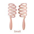 Ergonomic small pink ribbon hollow-out curved hair brush for scalp massage and styling - Pink / Small