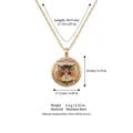 Golden stainless steel necklace featuring a hand-painted cat and heart pendant charm - Black Cat Necklace