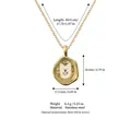 Elegant gold stainless steel necklace with hand-painted white dog pendant and size details - Dog Necklace