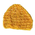 Hand-knitted vibrant orange mesh hair cap with hollow-out grid design for adult styling - Yellow