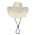 Cappello da cowboy classico in paglia crema con sottogola nero regolabile per spiaggia - M (56-58cm) / Bianco latte