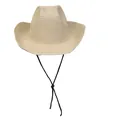 Faltbarer Western-Strohhut in Beige mit verstellbarem schwarzem Windschutzseil - Klassischer Dünnseil-Stil (376) / Beige