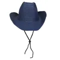 Marineblauer Cowboy-Strohhut mit verstellbarem Kinnriemen für den Sonnenschutz. - Klassischer Dünnseil-Stil (376) / Marineblau