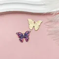 Pendentif papillon en alliage émaillé détaillé pour bijoux DIY bracelets boucles - Violet