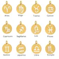 12-Piece gold stainless steel zodiac hollow round pendant set for DIY jewelry creations - Gold