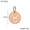 Rose gold stainless steel Taurus zodiac cutout circular pendant for DIY jewelry making - XP1734C2
