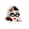 Broche en acrylique originale représentant une femme rétro avec lunettes et lèvres rouges - Café Foncé