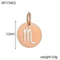 Minimalist rose gold stainless steel Scorpio zodiac charm hollow round pendant 1.2cm - XP1734C5