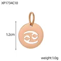 Cancer zodiac cutout round charm pendant in elegant rose gold stainless steel finish - XP1734C10