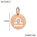 Rose gold stainless steel Libra zodiac symbol cutout pendant charm, 1.2cm diameter - XP1734C11