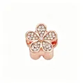 Rose gold flower charm with sparkling pavé crystals for DIY jewelry bracelets and necklaces - Rose Gold