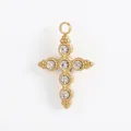 Elegant gold plated stainless steel cross pendant featuring clear rhinestones for DIY crafts - Blank Cross Pendant (空胚)