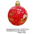 Red inflatable Christmas ball ornament with Santa and reindeer pattern for outdoor decor - Red Sleigh Santa Claus Style / Inflatable Handle Style