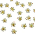 Mini resin pearl flower bud charms with gold loop for DIY jewelry making and bracelets - Miniature Five-petaled Flower Approximately 6.5mm In Diameter Green 5 Pieces/pack