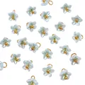 Mini light blue lily of the valley resin bud charms with gold eyelets for DIY jewelry - Miniature Five-petaled Flower Approximately 6.5mm In Diameter Blue 5 Pieces/pack