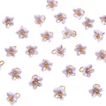 Set of mini purple resin lily of the valley flower pendants for DIY jewelry making material. - Miniature Five-petaled Flower Approximately 6.5mm In Diameter Purple 5 Pieces/pack