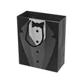 Sacchetto regalo in carta smoking nero e bianco con papillon e manico per matrimoni - Borsa Nera Elegante