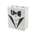 Sacchetto regalo elegante con motivo smoking bianco e nero per matrimoni e feste - Borsa A Mano Bianca Elegante