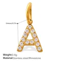 Elegant 18K gold plated stainless steel letter A pendant featuring clear sparkling rhinestones - Rhinestone Letter A Style (PJ1146WEGA)