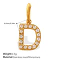 18K gold plated stainless steel letter D pendant with sparkly rhinestones, 0.5g weight. - Rhinestone Letter D Style (PJ1146WEGD)