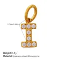 18K gold plated stainless steel letter I pendant featuring sparkling clear rhinestones - Rhinestone Letter I Style (PJ1146WEGI)