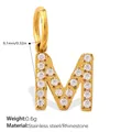 18K gold plated stainless steel alphabet letter M pendant with sparkling rhinestones - Rhinestone Letter M Style (PJ1146WEGM)