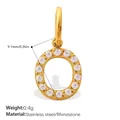 Gold-plated stainless steel letter O pendant with sparkling rhinestones - Rhinestone Letter O Style (PJ1146WEGO)
