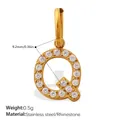 Letter Q pendant in 18K gold-plated stainless steel with sparkling rhinestones - Rhinestone Letter Q Style (PJ1146WEGQ)