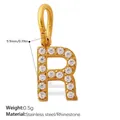 Gold plated stainless steel letter R pendant with sparkling rhinestones decoration - Rhinestone Letter R Style (PJ1146WEGR)