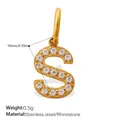 Elegant 18K gold-plated stainless steel letter S pendant with sparkling rhinestones inlay - Rhinestone Letter S Style (PJ1146WEGS)