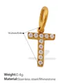Gold plated stainless steel initial letter T pendant with pavé rhinestones, 0.4g weight - Rhinestone Letter T Style (PJ1146WEGT)