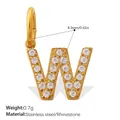 18K gold plated stainless steel letter W alphabet pendant with rhinestones for jewelry - Rhinestone Letter W Style (PJ1146WEGW)