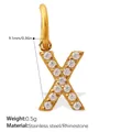 Elegant stainless steel 18K gold plated alphabet letter X pendant with rhinestones 0.5g - Rhinestone Letter X Style (PJ1146WEGX)