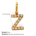 Fashionable 18K gold-plated stainless steel initial Z pendant with sparkling rhinestones - Rhinestone Letter Z Style (PJ1146WEGZ)