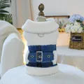 Chaleco cálido para mascotas de cuadros azules y borreguito con anilla D para perros. - XS-Busto 30cm, Largo 20cm (aprox. 1-1,5kg) / Tops / Cuadros Azules