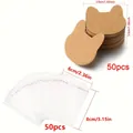 50pcs Cat-shaped kraft earring display cards and clear OPP self-seal bags set for DIY - Cat Head - Khaki Set