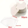 50-piece set of white cat-shaped earring cards with 6x8cm clear plastic bags - Cat Head - White Suit