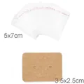 DIY earring display card set with 3.5x2.5cm kraft cards and 5x7cm clear seal bags - 2.5x3.5 Square Khaki Set