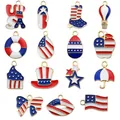 Independence Day enamel charms set with USA flag patterns for DIY jewelry making - Enamel Flag Set (HK839) / 30Pcs Pack