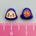 Purple enamel Zongzi dumpling charms with lucky character and face for DIY jewelry - Blue Medium Straight Hole Smiley Zongzi (22626)