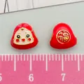 Cute red enamel Zongzi charm bead with smiley face for DIY jewelry bracelet making - Purple Medium Straight Hole Smiley Zongzi (22627)