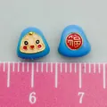Blue zongzi enamel charm beads with smiling face and Fu character for DIY jewelry - Blue Small Straight Hole Smiley Zongzi (22639)