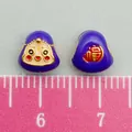 Purple enamel Zongzi doll spacer bead charm with smiling face and fortune character for DIY - Small Purple Straight Hole Smiley Zongzi (22640)