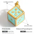 Eleganter hellblauer Herz-Würfel-Anhänger aus robustem goldenem Edelstahl Schmuck - PJ93609E